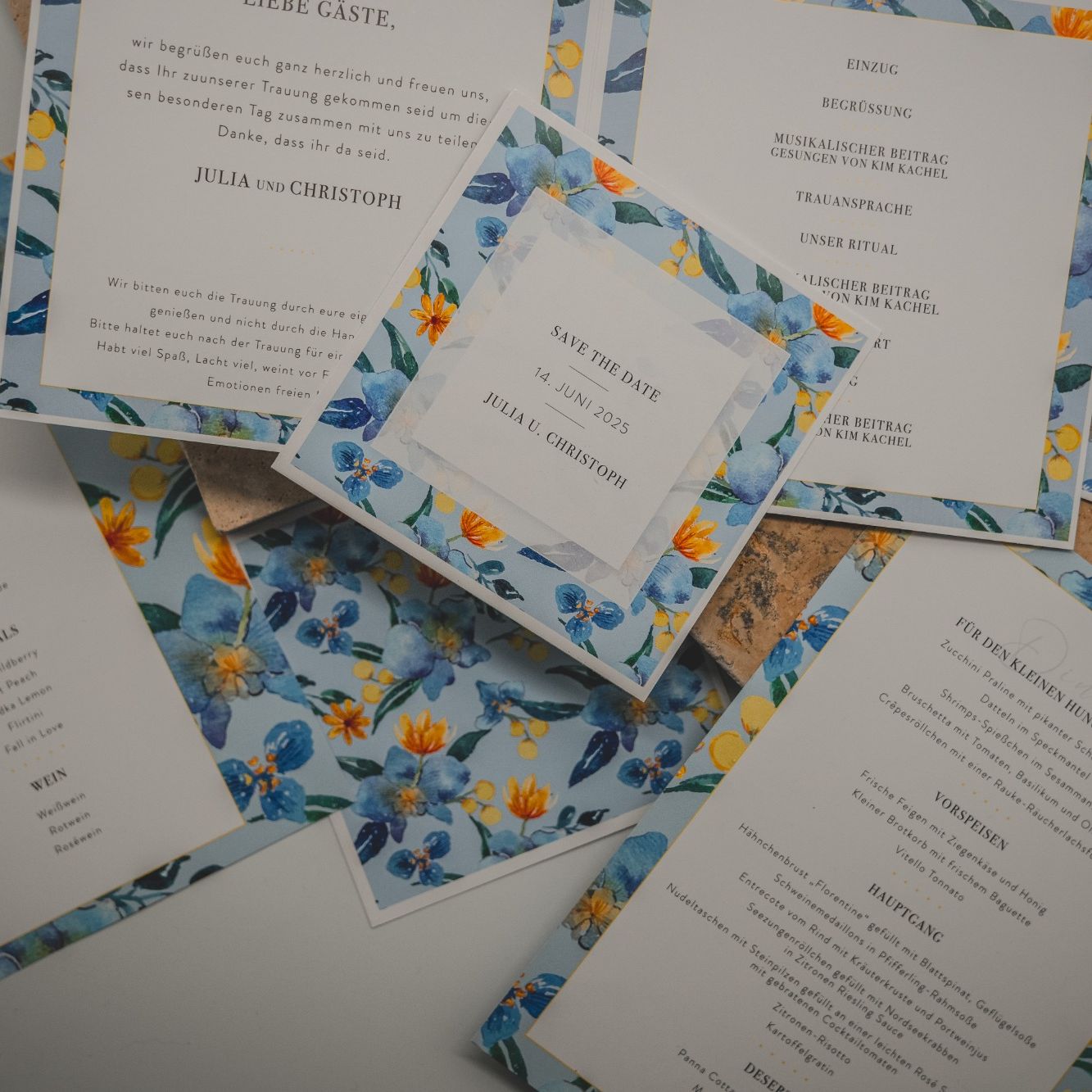 Hochzeit Einladungskarte farbig